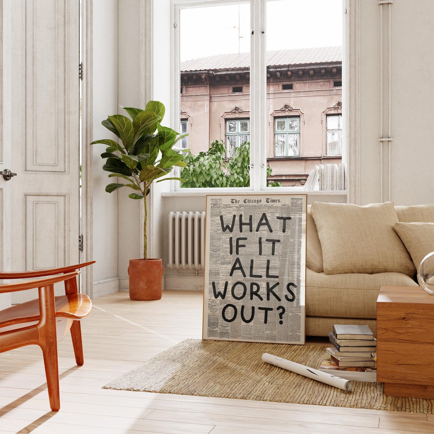 Retro Newspaper Print: 'What If' Typography Poster (Digital Print)