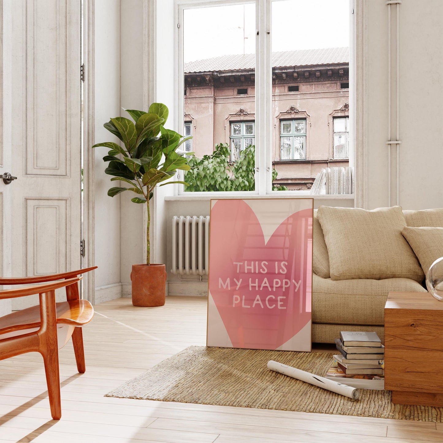 This Is My Happy Place Print: Trendy Pink Heart Poster (Digital Download)