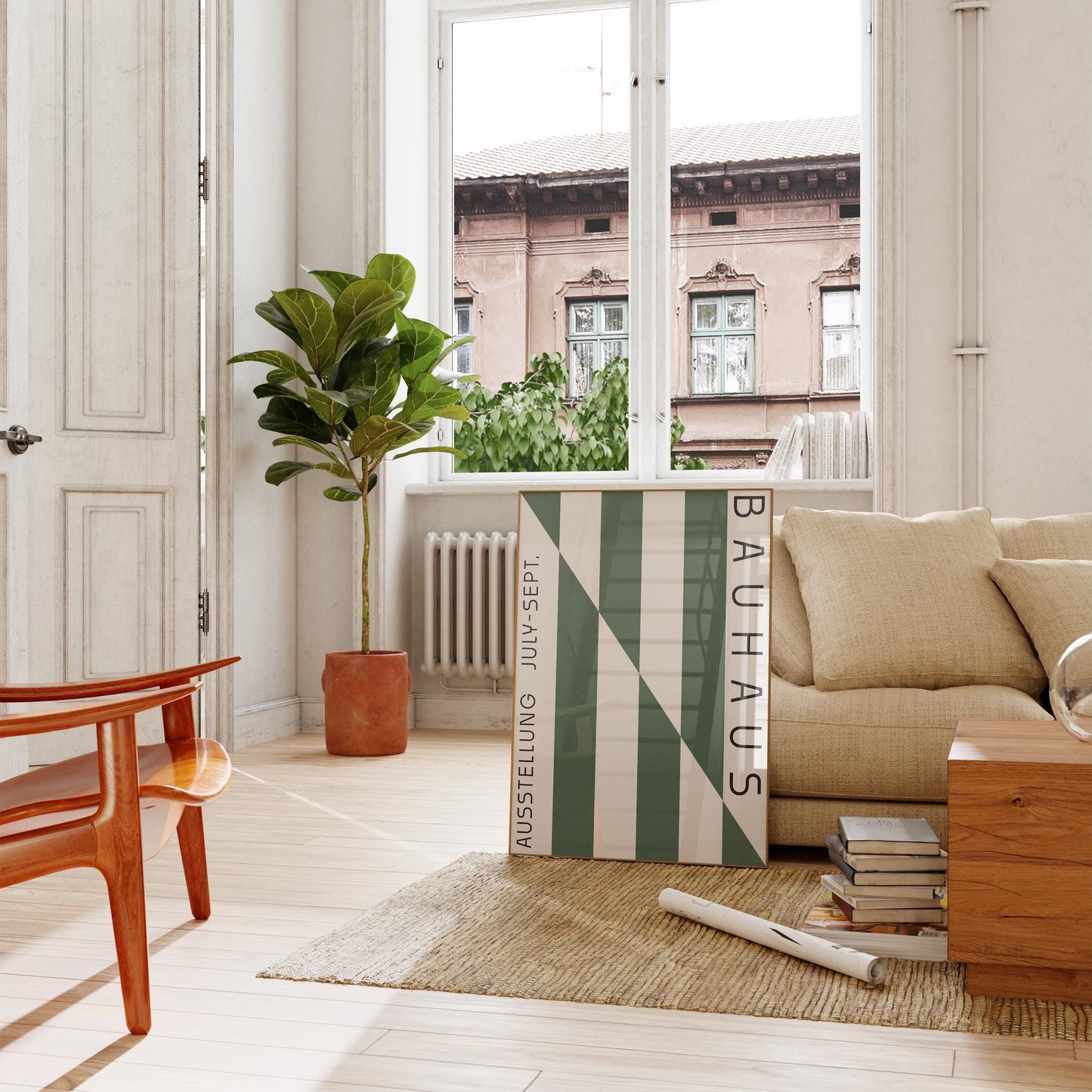Sage Green Bauhaus Print: Boho Chic Wall Art (Digital Download)