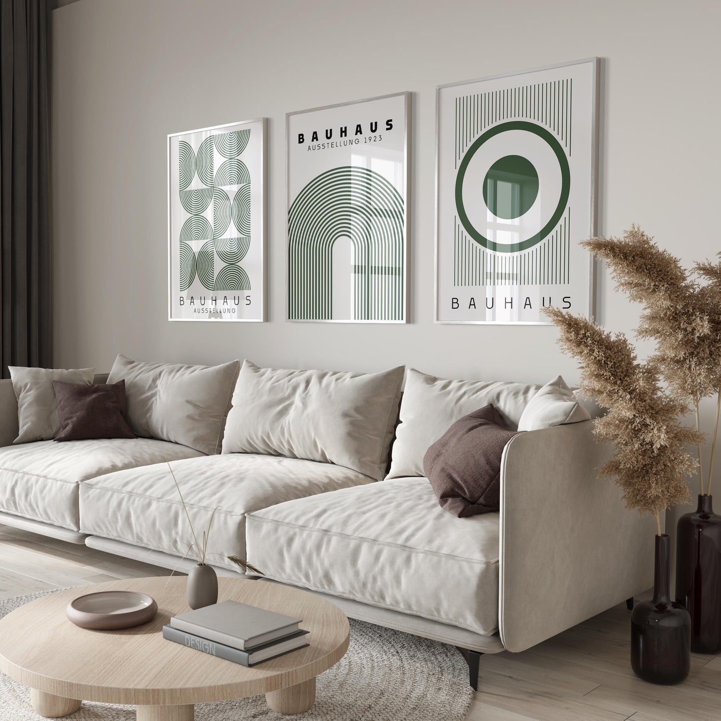 Bauhaus Sage Green Print Set: Modern Exhibition Posters (Digital Download)