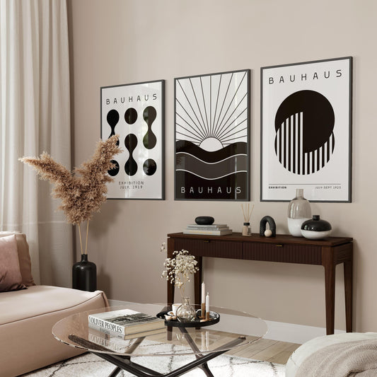 Black Bauhaus Print Set: Modern Exhibition Wall Art (Digital Download)