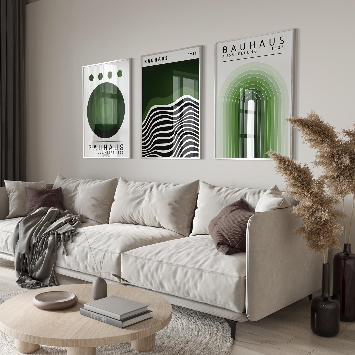 Sage Green Bauhaus Print Set: Modern Exhibition Posters (Digital Download)