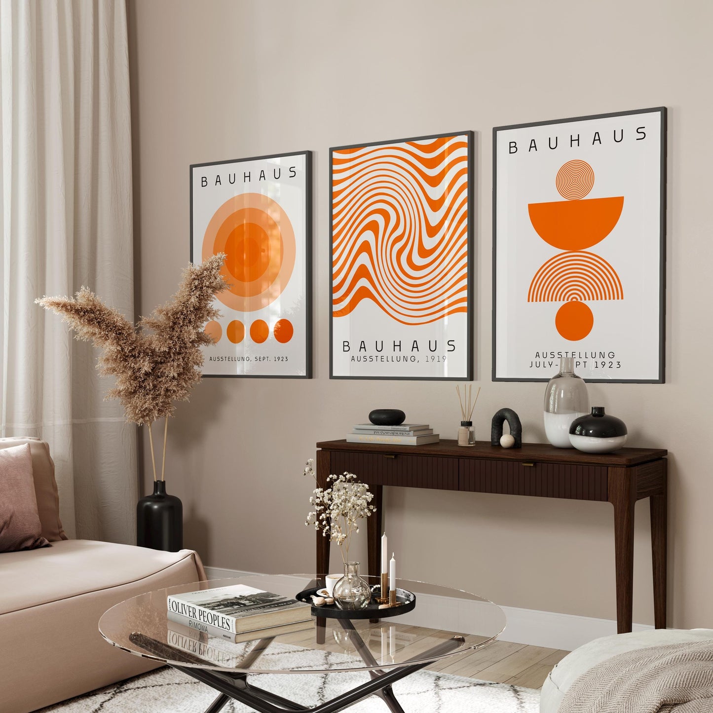 Burnt Orange Bauhaus Print Set: Modern Wall Art (Digital Download)