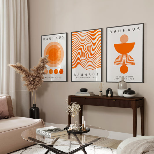Burnt Orange Bauhaus Print Set: Modern Wall Art (Digital Download)
