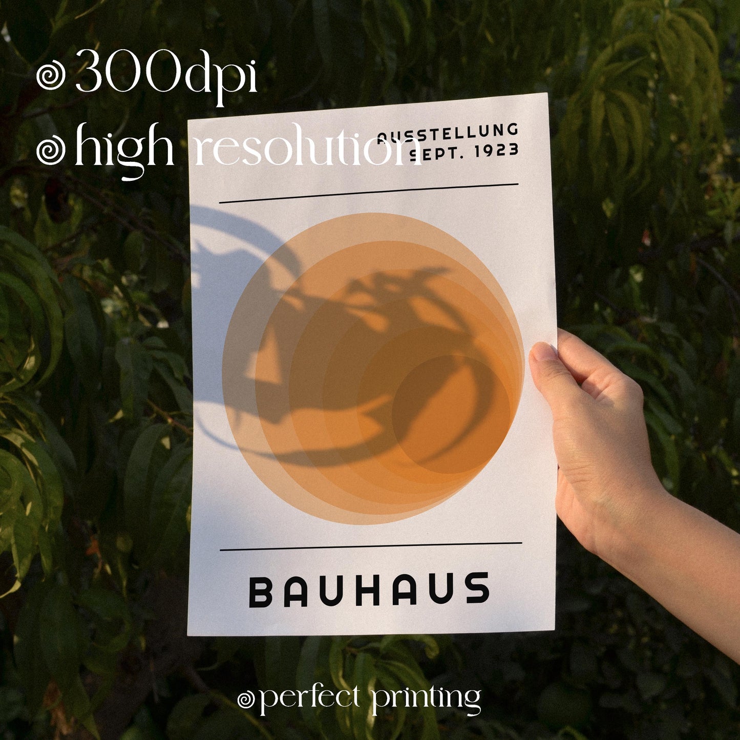 Bauhaus Print Set: Orange Geometric Wall Art (Digital Download)