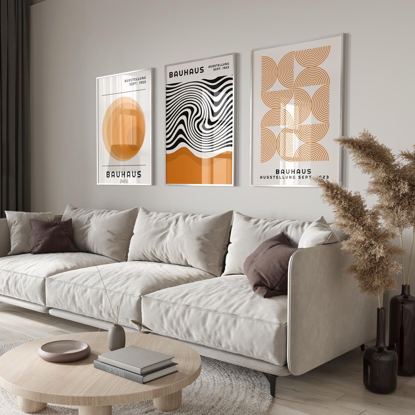 Bauhaus Print Set: Orange Geometric Wall Art (Digital Download)