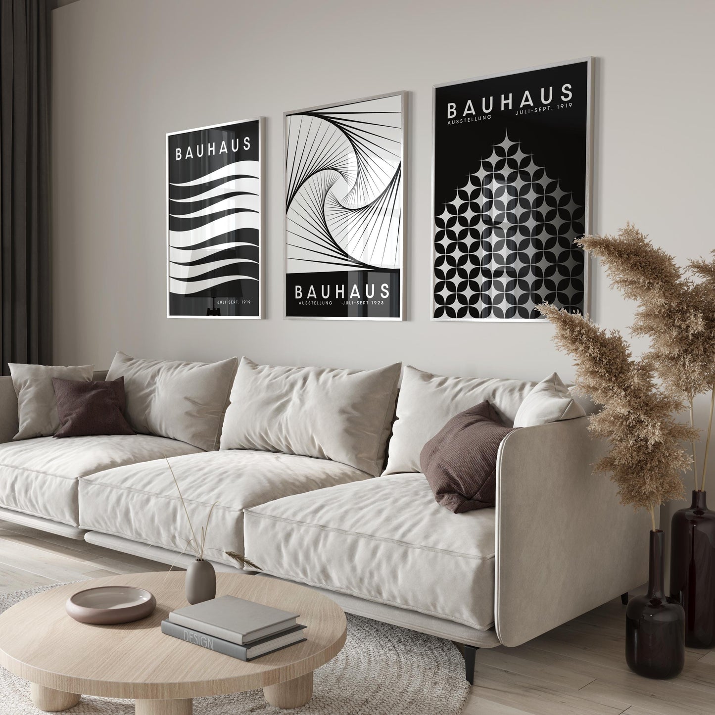 Black Bauhaus Print Set: Modern Wall Art Exhibition Posters (Digital Download)