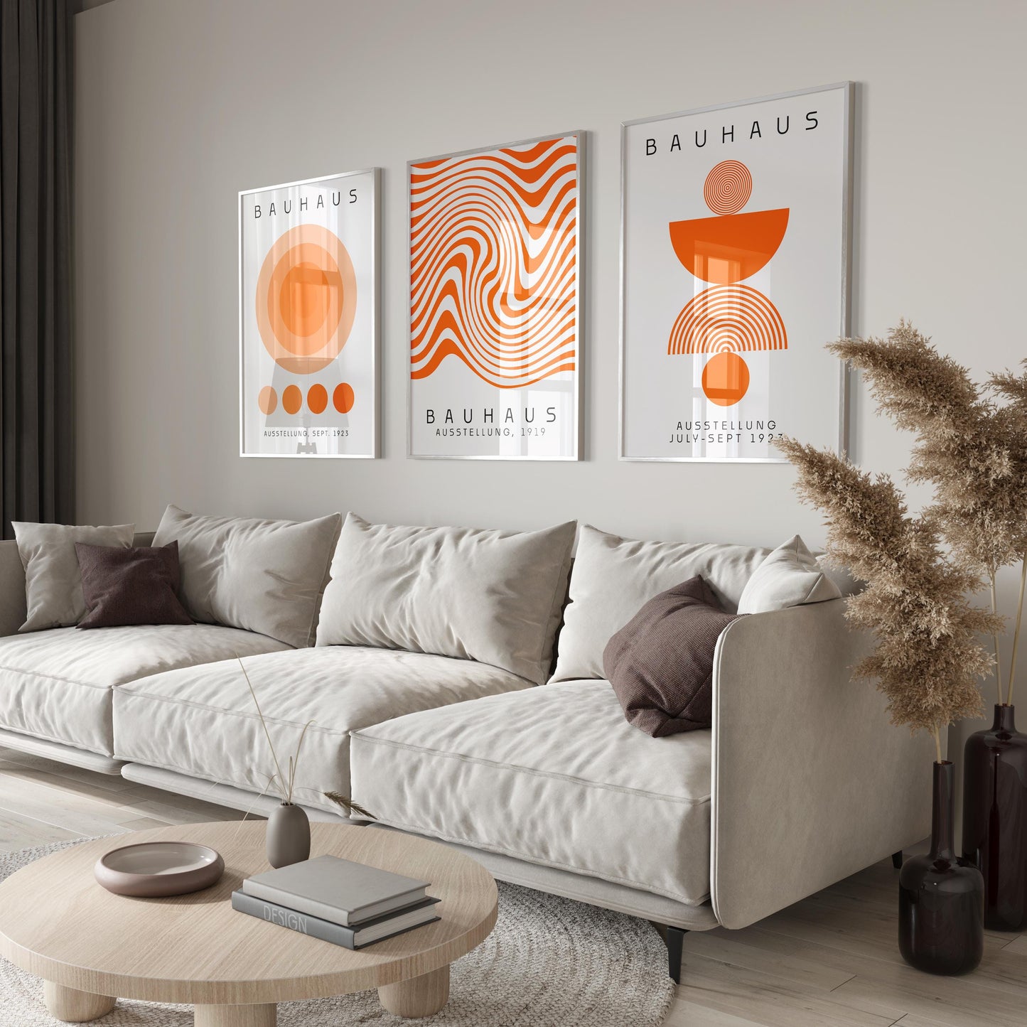Burnt Orange Bauhaus Print Set: Modern Wall Art (Digital Download)