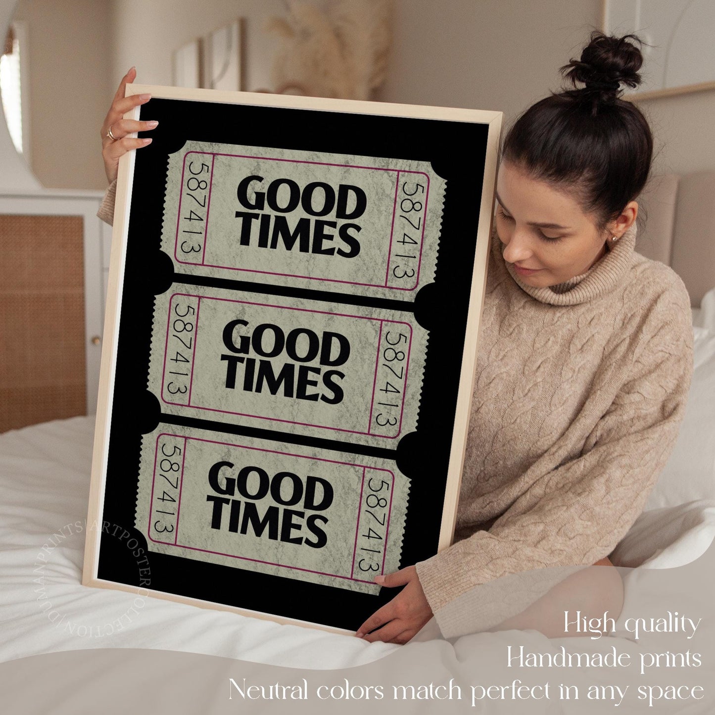 Retro Good Times Ticket Print: Trendy Bar Cart Wall Art (Digital Print)