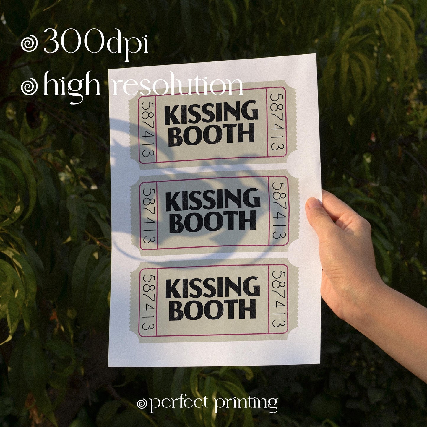 Kissing Booth Ticket Stub Print: Vintage Valentines Poster (Digital Download)