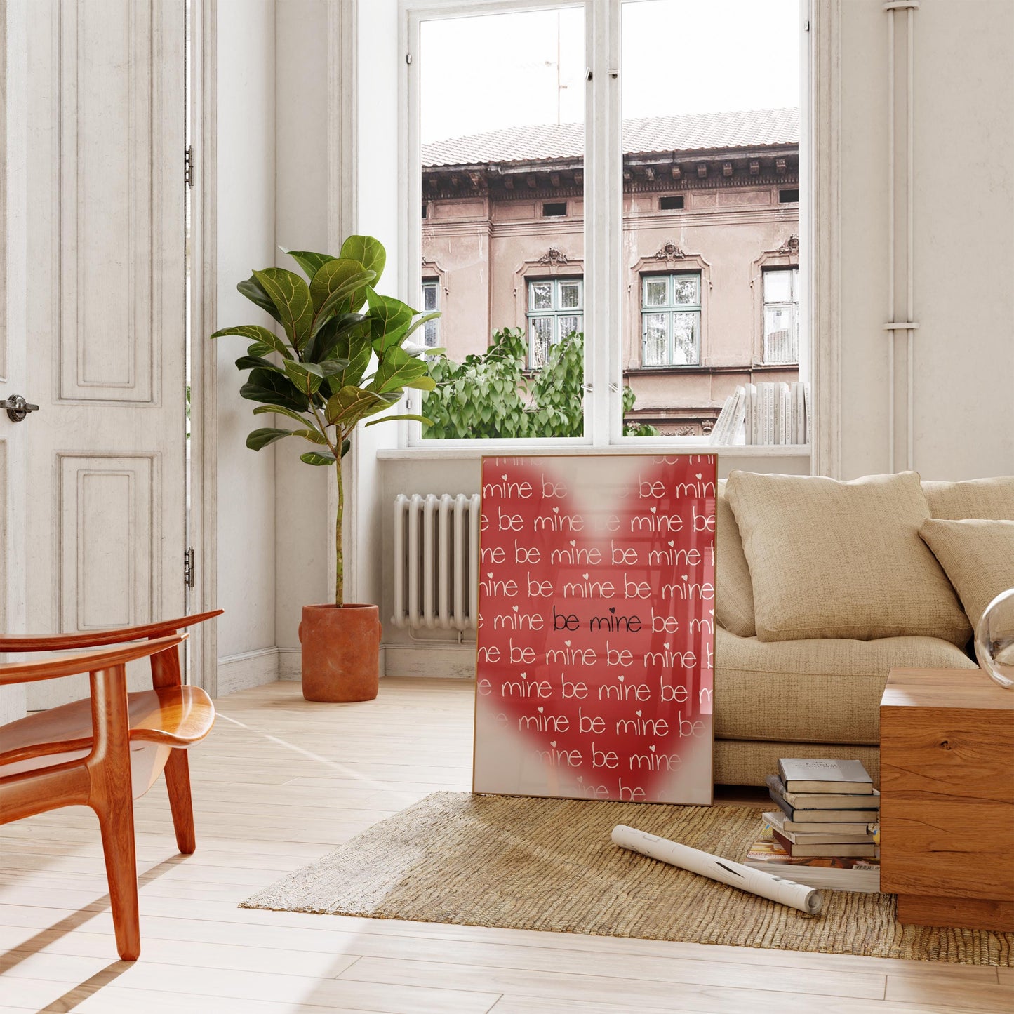 Be Mine Heart Print: Trendy Red Wall Art (Digital Download)
