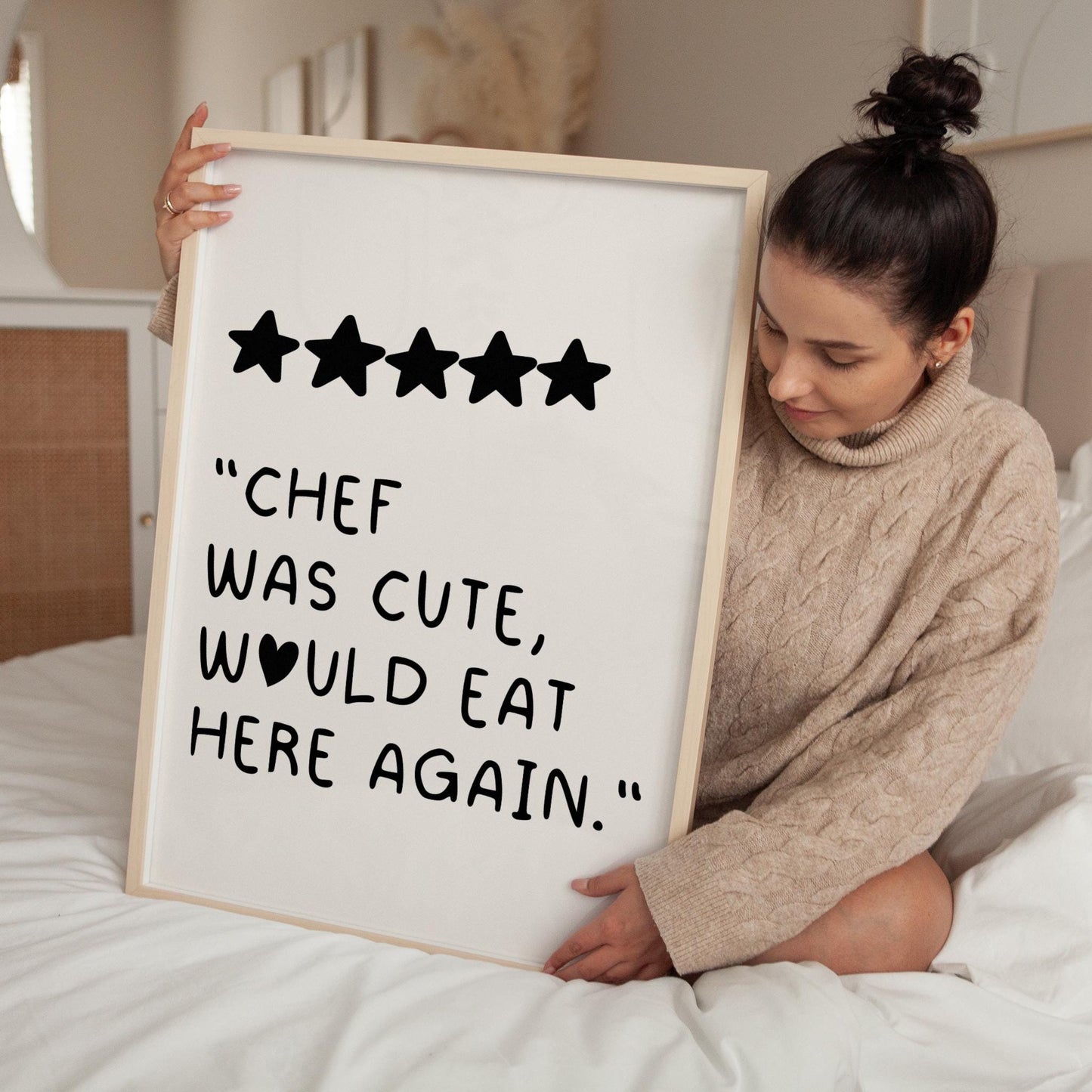 Chef Was Cute Would Eat Here Again Wall Art | Aesthetic Kitchen Decor, Cute Cooking Art, Kitchen Wall Art, Bar Cart Art