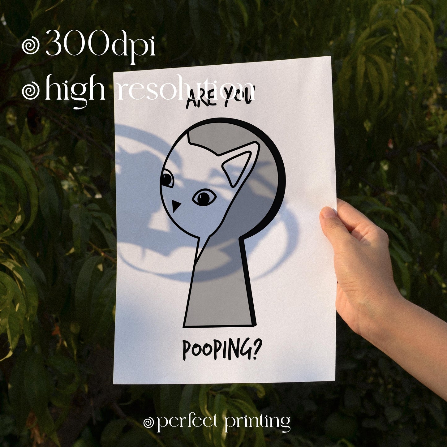 Funny Cat Bathroom Print: 'Are You Pooping?' Art Deco Poster (Digital Download)