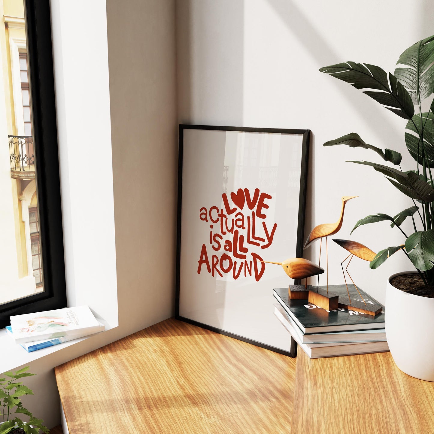 Love Actually Print: Red Typography, Y2K Apartment Decor (Digital Download)