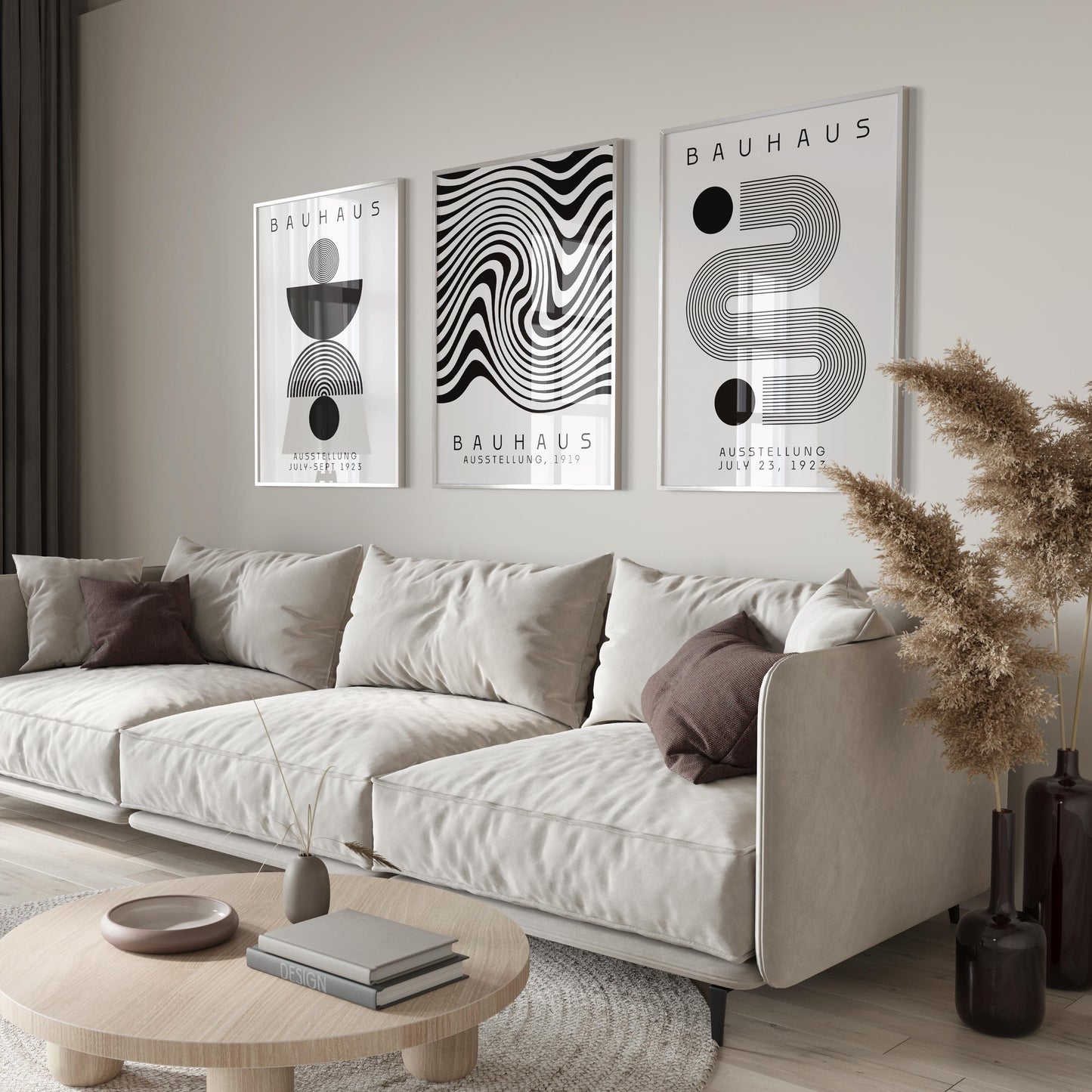 Bauhaus Print, Wall Art 3 Piece Set, Boho Chic Wall Decor, Exhibition Poster, Aesthetic Art Print, Bauhaus Poster