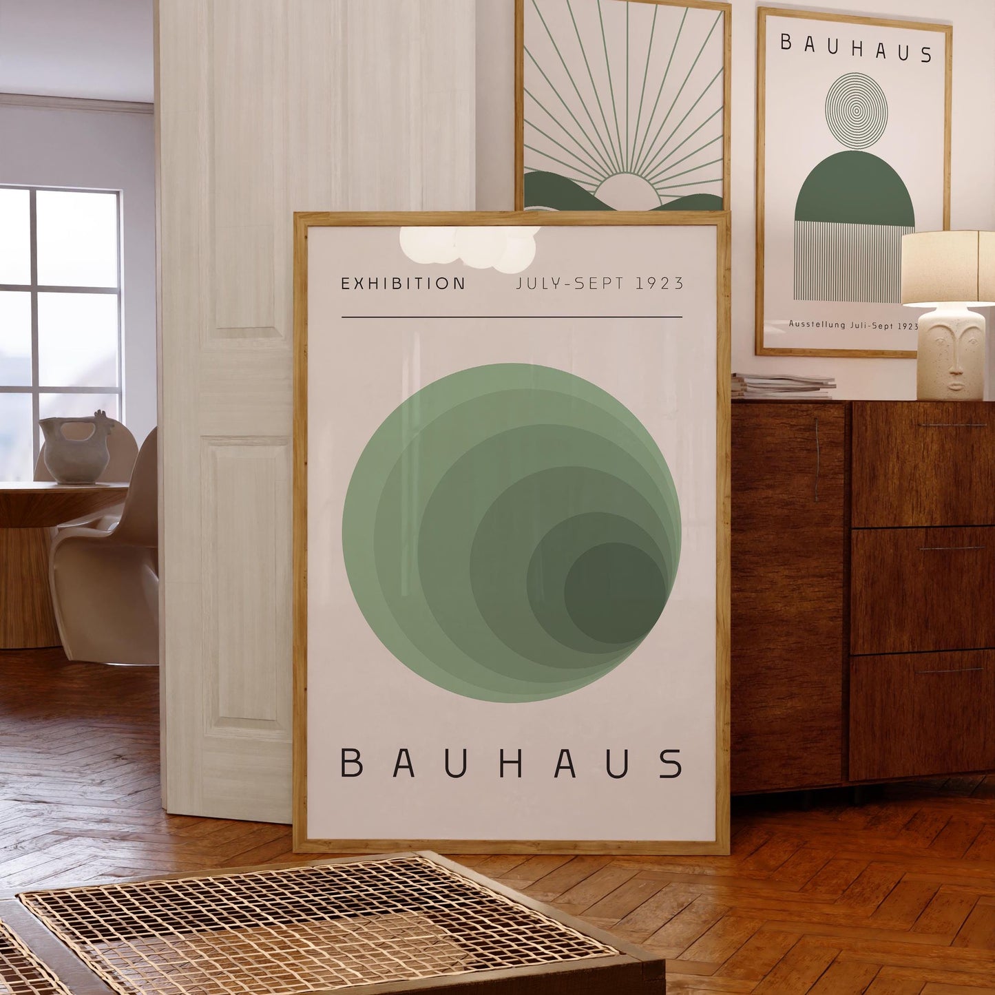 Sage Green Bauhaus Exhibition Poster: Boho Chic Wall Art (Digital Download)
