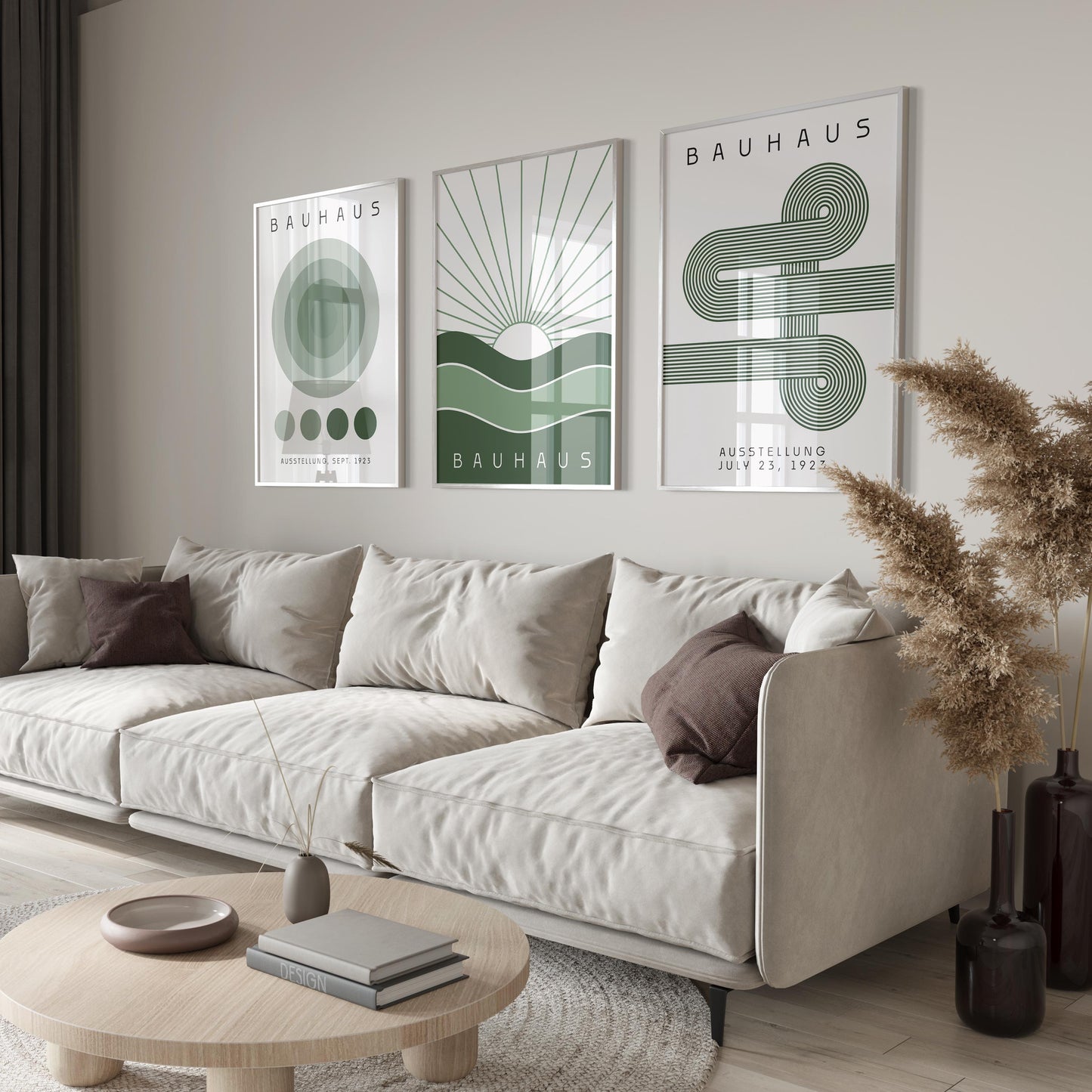Sage Green Bauhaus Print Set: Boho Chic Wall Art (Digital Download)