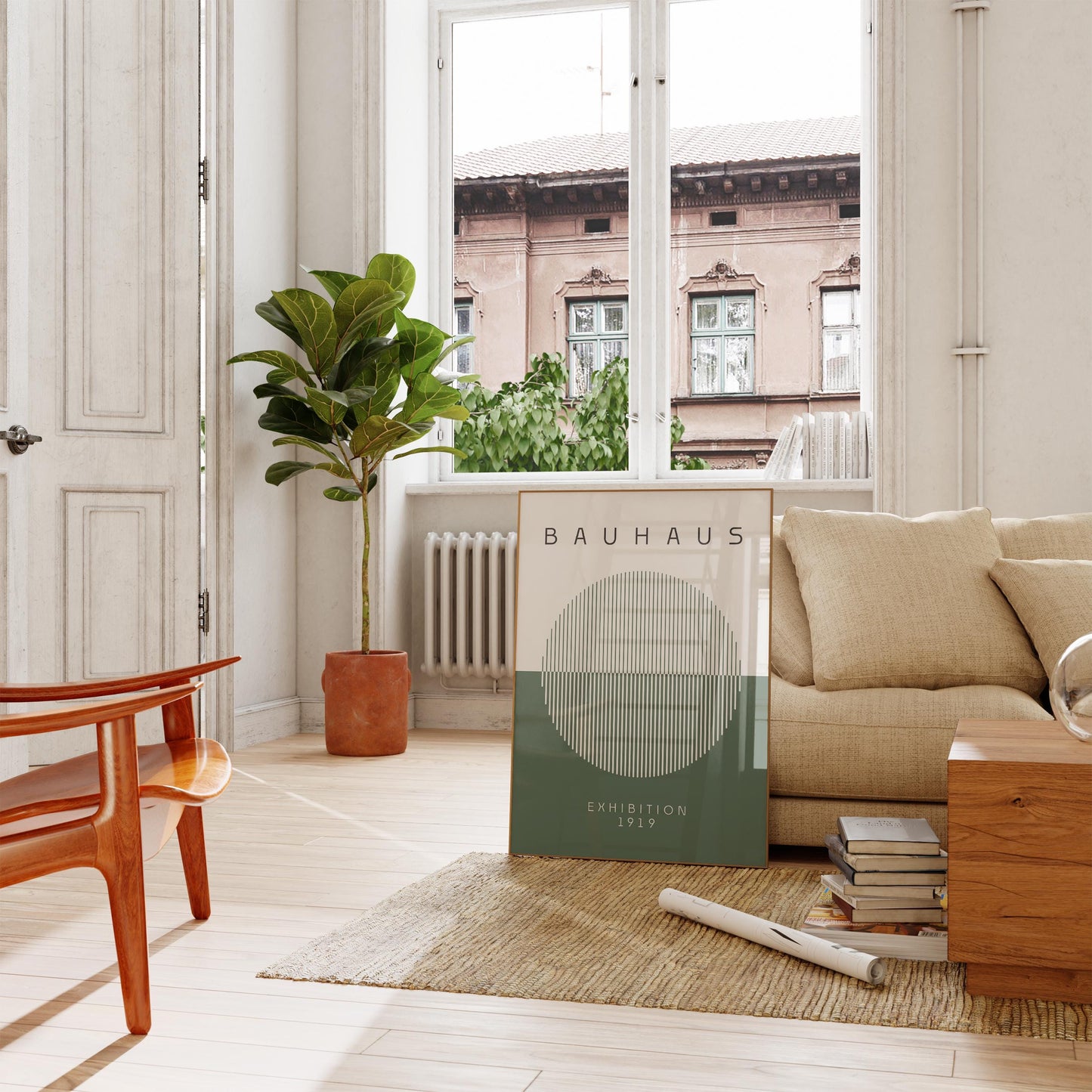 Bauhaus Exhibition Poster: Sage Green Boho Decor (Digital Download)