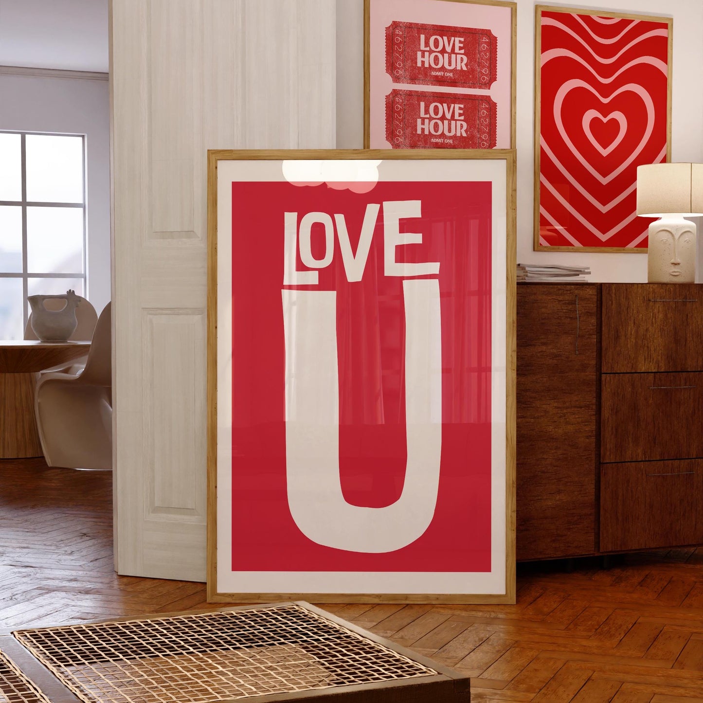 LOVE U Print: Pink Typography, Trendy Y2K Wall Art (Digital Download)