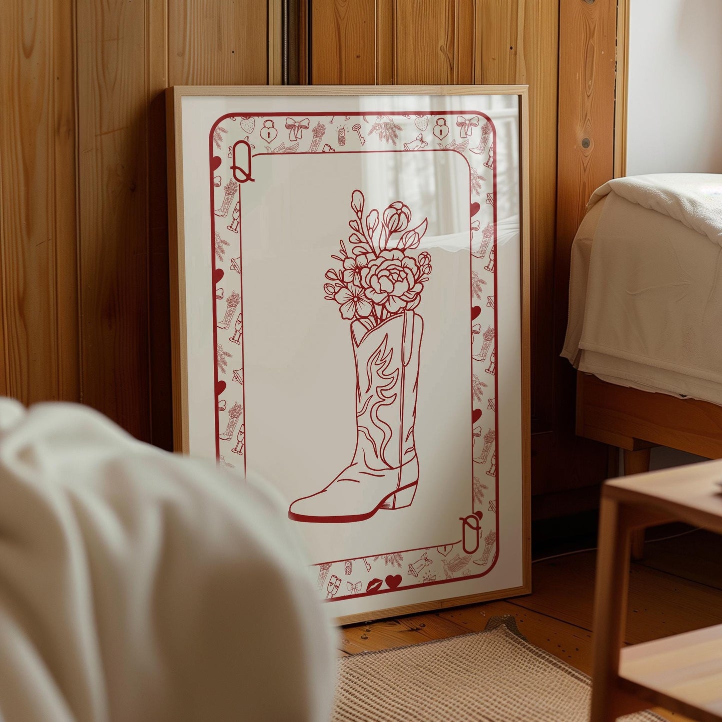 Queen of Hearts Card Print: Funky Y2K Dorm Decor (Digital Download)
