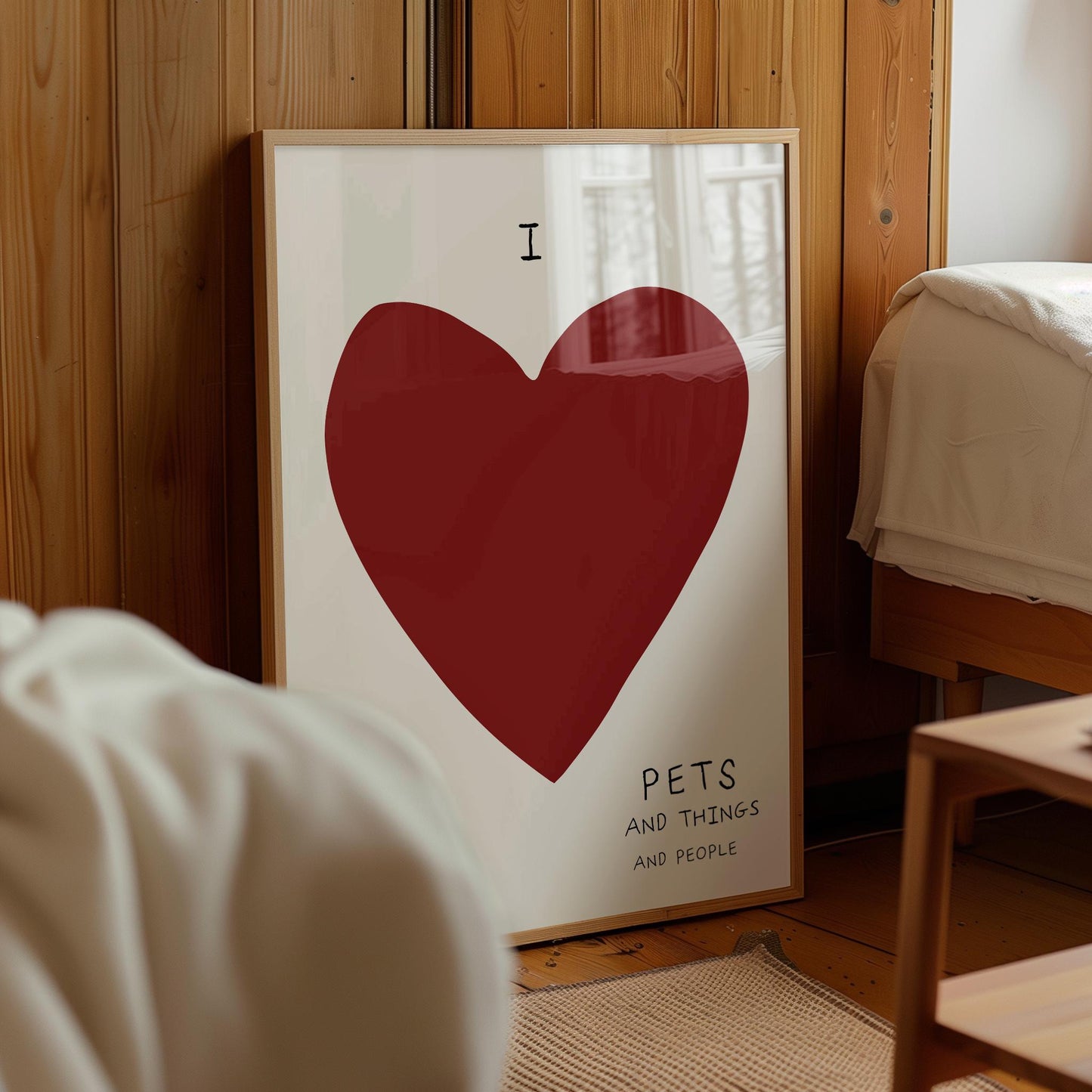 Pet Lover Heart Art Print: Minimalist Home Decor (Digital Download)