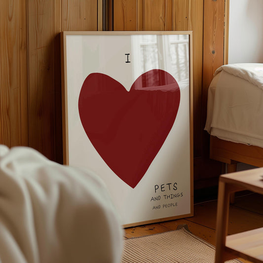 Pet Lover Heart Art Print: Minimalist Home Decor (Digital Download)