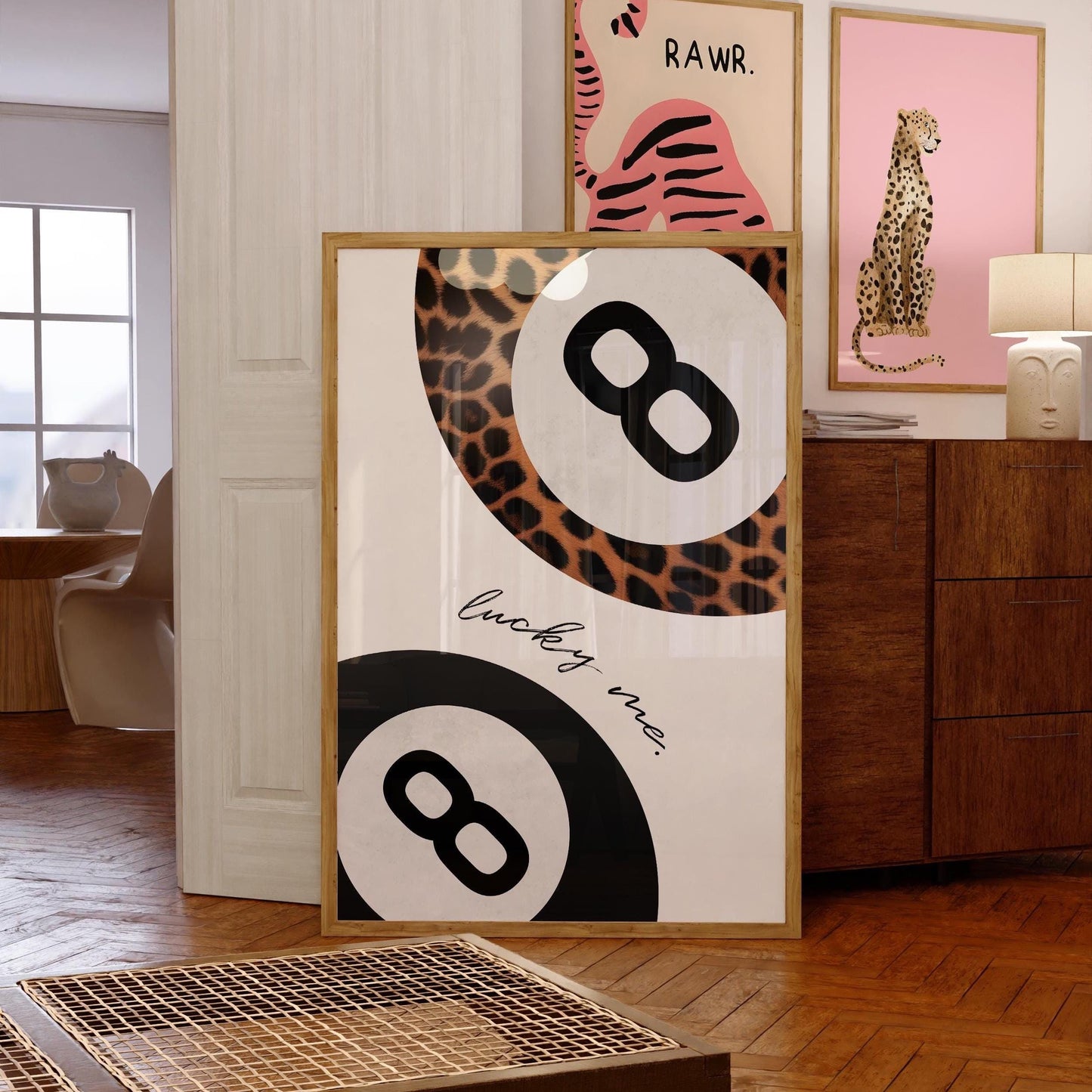 Leopard Print 8 Ball Poster: Retro Y2K Game Room Art (Digital Download)