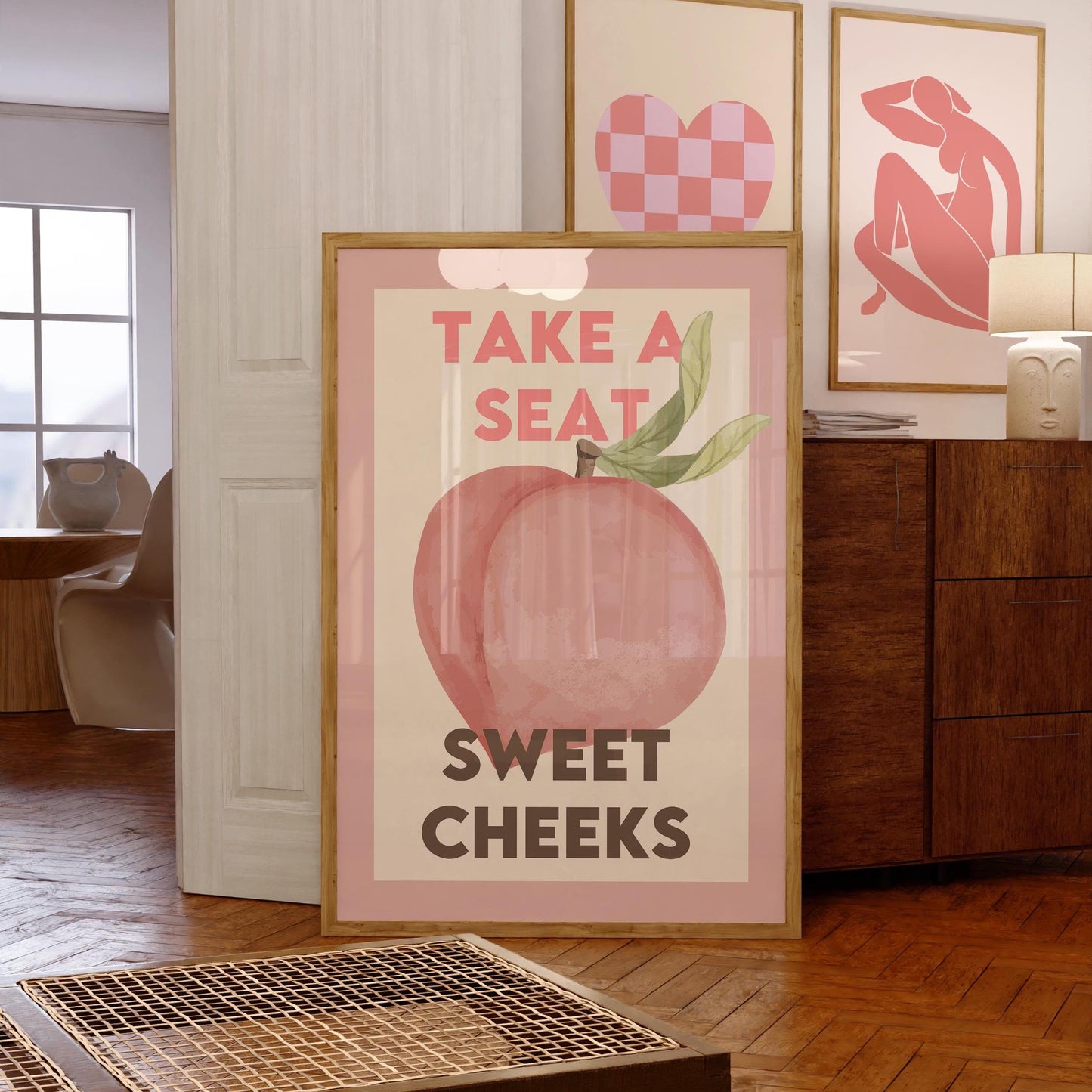 Funny Bathroom Print: Sweet Cheeks Toilet Sign (Digital Download)