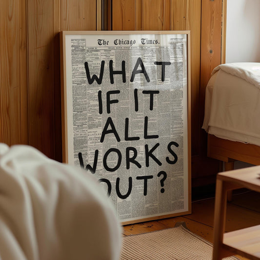 Retro Newspaper Print: 'What If' Typography Poster (Digital Print)