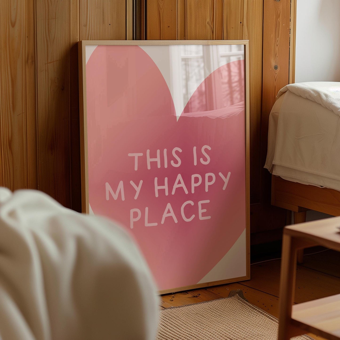 This Is My Happy Place Print: Trendy Pink Heart Poster (Digital Download)