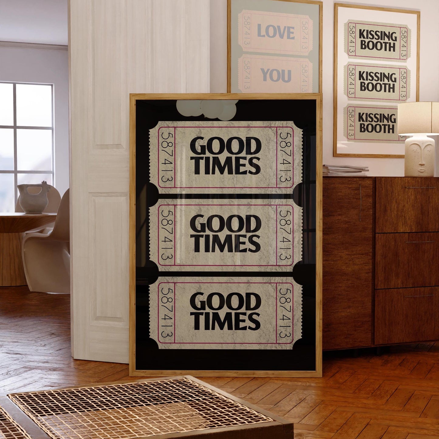Retro Good Times Ticket Print: Trendy Bar Cart Wall Art (Digital Print)
