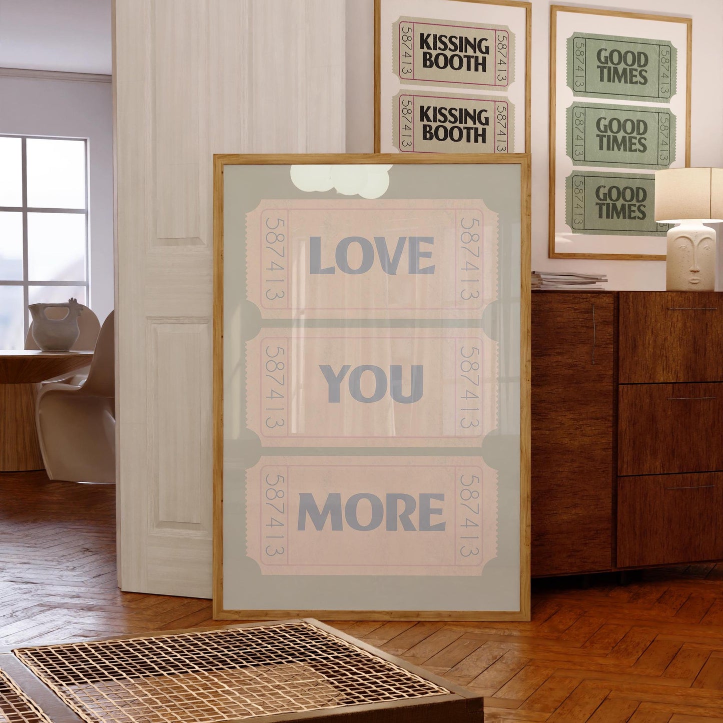 Retro Love Ticket Print: Sage Green Vintage Wall Art (Digital Download)
