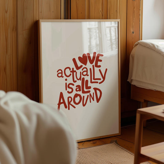 Love Actually Print: Red Typography, Y2K Apartment Decor (Digital Download)