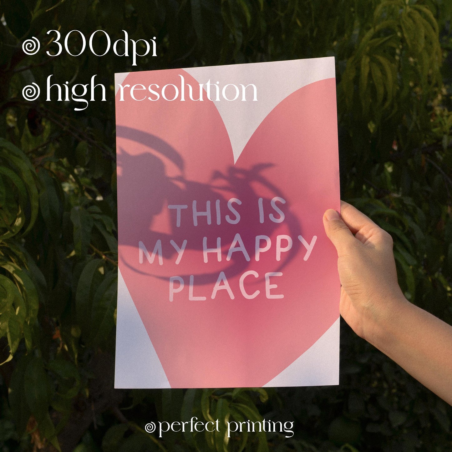 This Is My Happy Place Print: Trendy Pink Heart Poster (Digital Download)