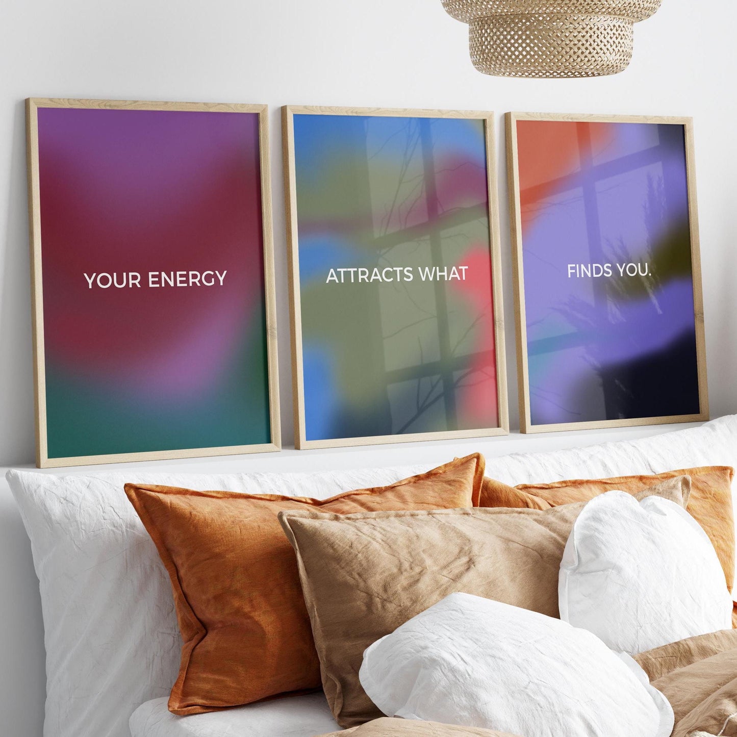 Gradient Aura Poster Set - Spiritual Wall Art, Energy Decor, Meditation Quote Prints