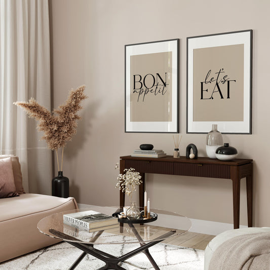 Bon Appetit Print Set: Modern Kitchen Wall Art (Digital Download)