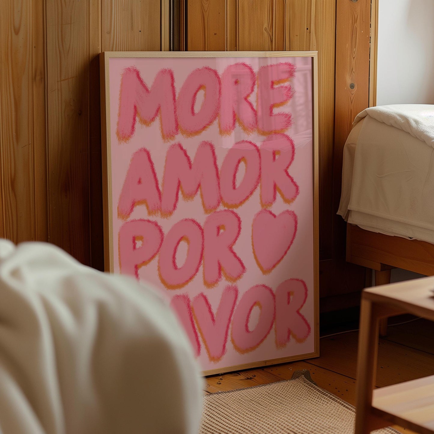 More Amore Por Favor Print: Preppy Pink Wall Art (Digital Download)