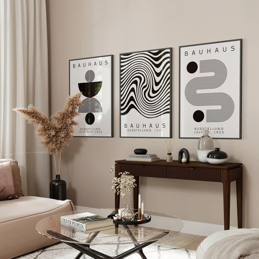 Bauhaus Print, Wall Art 3 Piece Set, Boho Chic Wall Decor, Exhibition Poster, Aesthetic Art Print, Bauhaus Poster