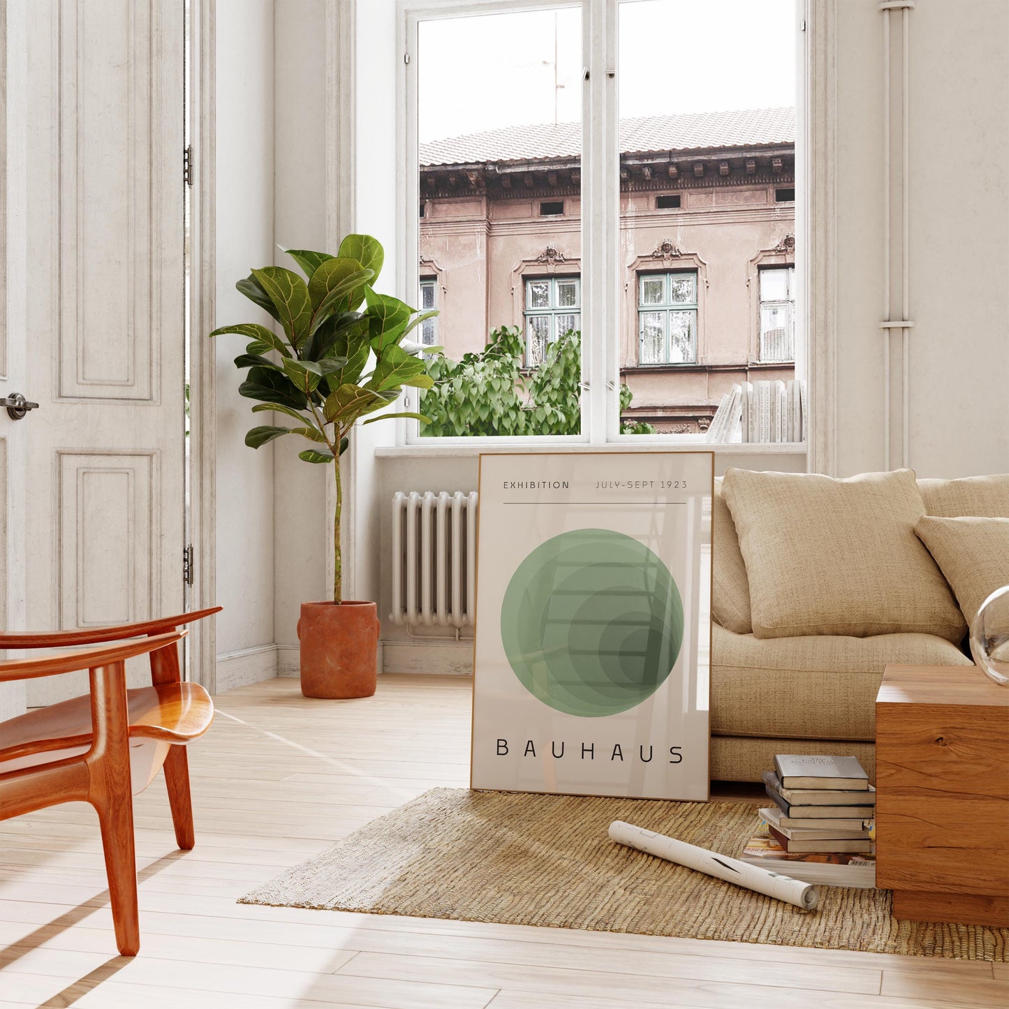 Sage Green Bauhaus Exhibition Poster: Boho Chic Wall Art (Digital Download)