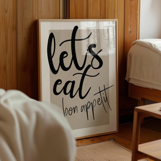 Bon Appetit Print: Kitchen Dining Room Typography Art (Digital Download)