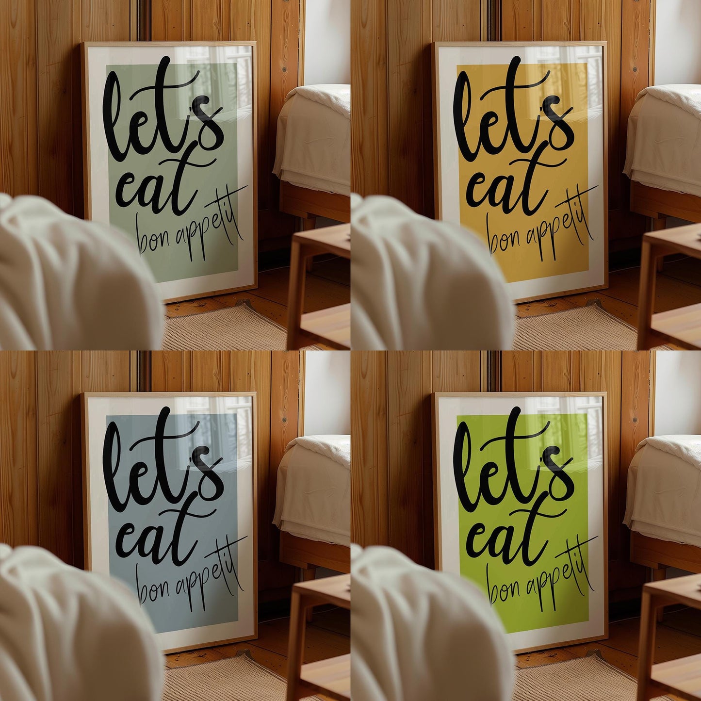 Bon Appetit Print: Kitchen Dining Room Typography Art (Digital Download)