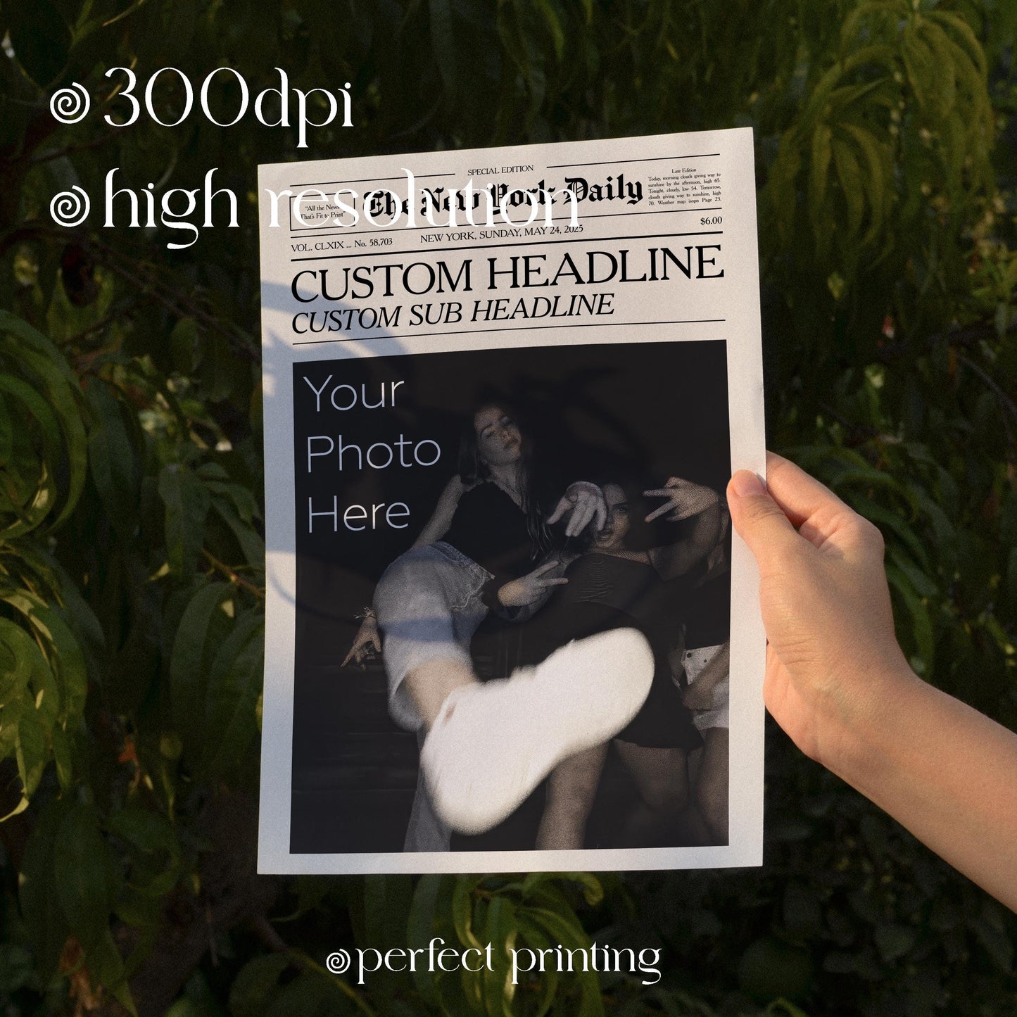 Custom Newspaper Photo Print: Personalized Bestie Gift (Digital Download)