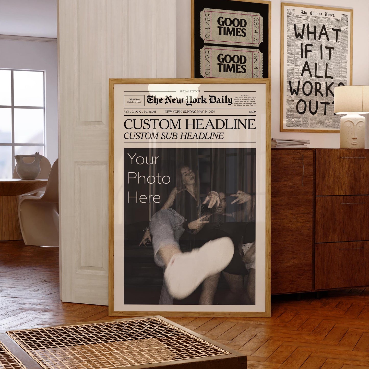 Custom Newspaper Photo Print: Personalized Bestie Gift (Digital Download)
