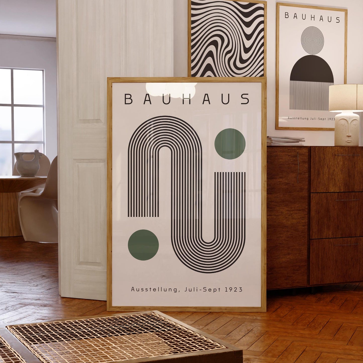 Sage Green Bauhaus Print: Boho Chic Exhibition Poster (Digital Download)