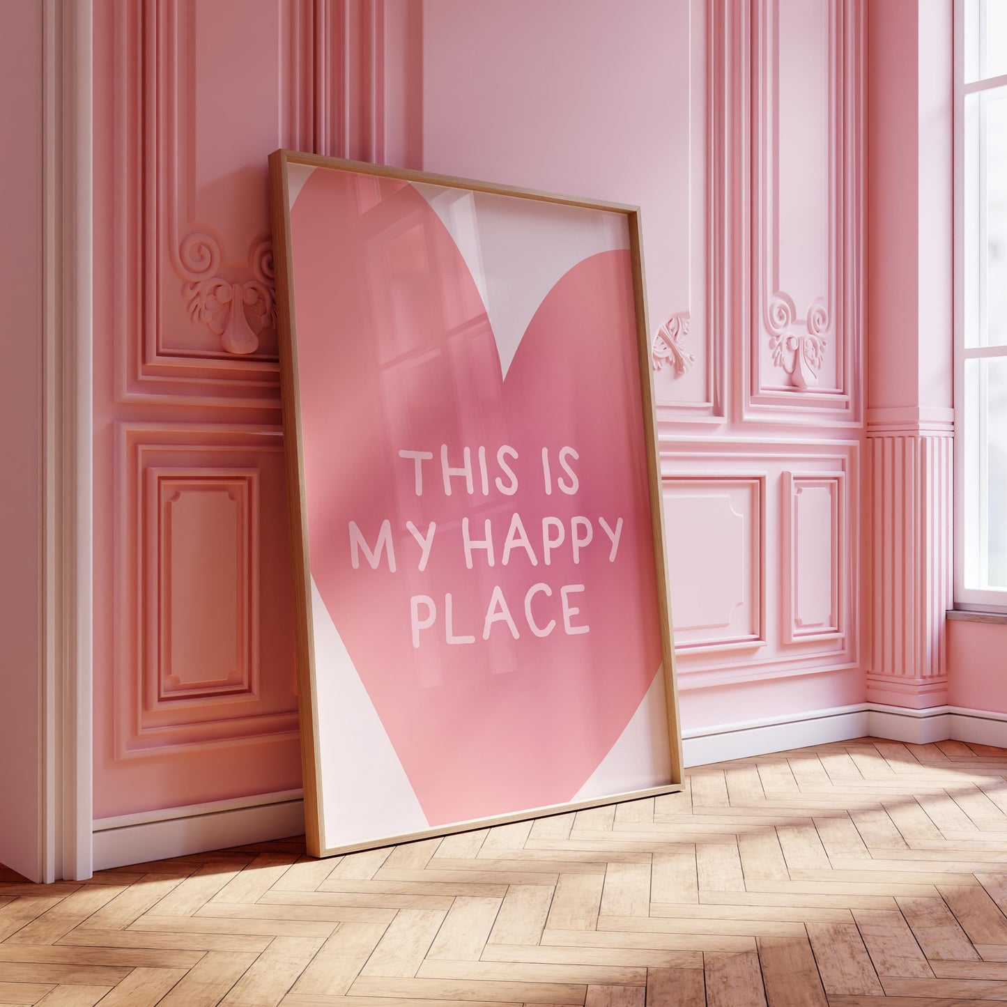 This Is My Happy Place Print: Trendy Pink Heart Poster (Digital Download)