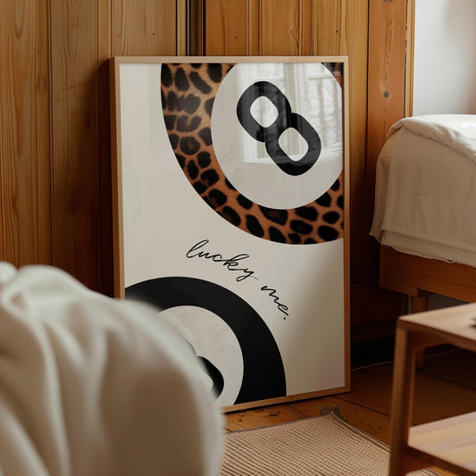 Leopard Print 8 Ball Poster: Retro Y2K Game Room Art (Digital Download)