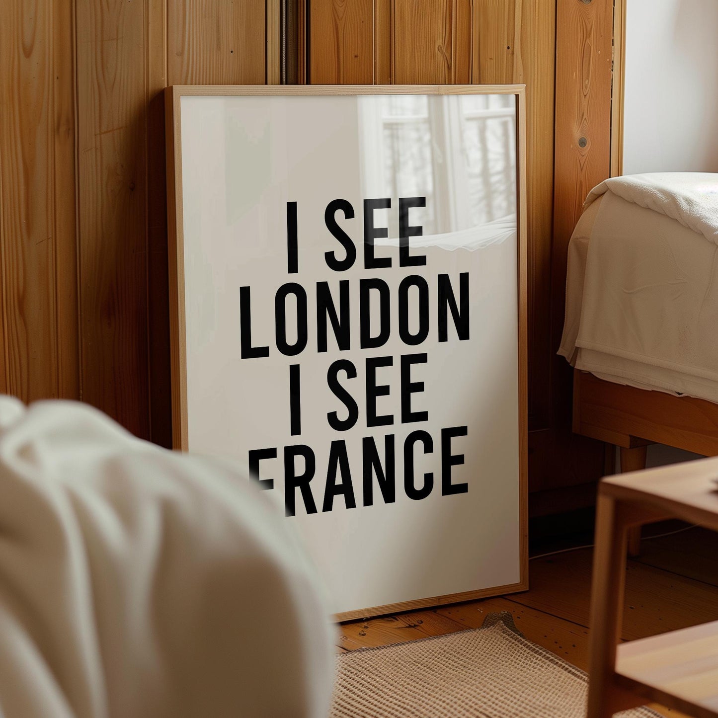 I See London I See France Printable, Funny Bathroom Wall Art, Black And White Bathroom Prints, Powder Room Prints