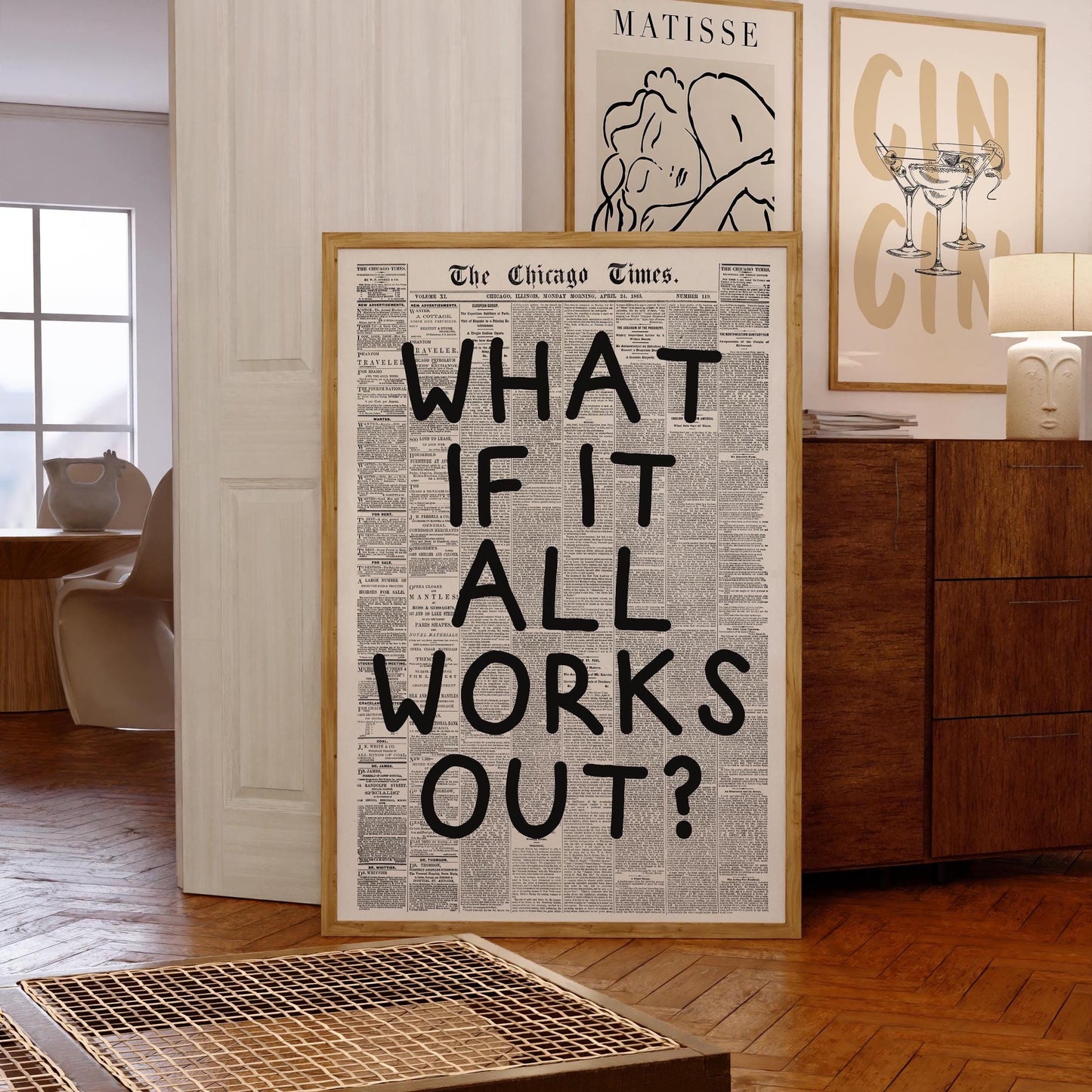 Retro Newspaper Print: 'What If' Typography Poster (Digital Print)