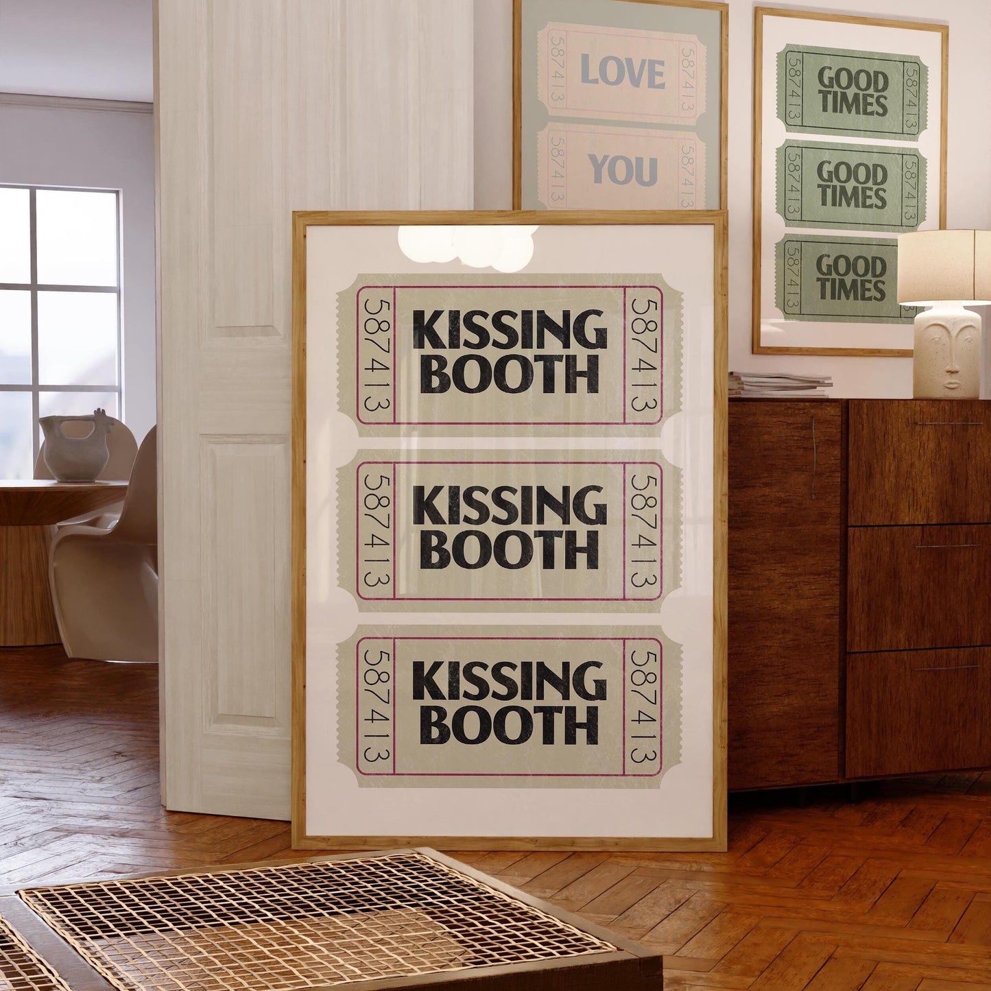 Kissing Booth Ticket Stub Print: Vintage Valentines Poster (Digital Download)