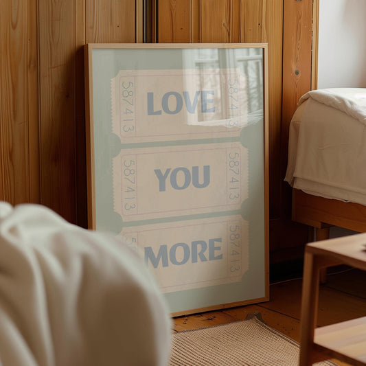 Retro Love Ticket Print: Sage Green Vintage Wall Art (Digital Download)